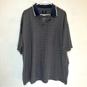 Nike Golf Dri-Fit Black Grey Striped  Collard TShirt